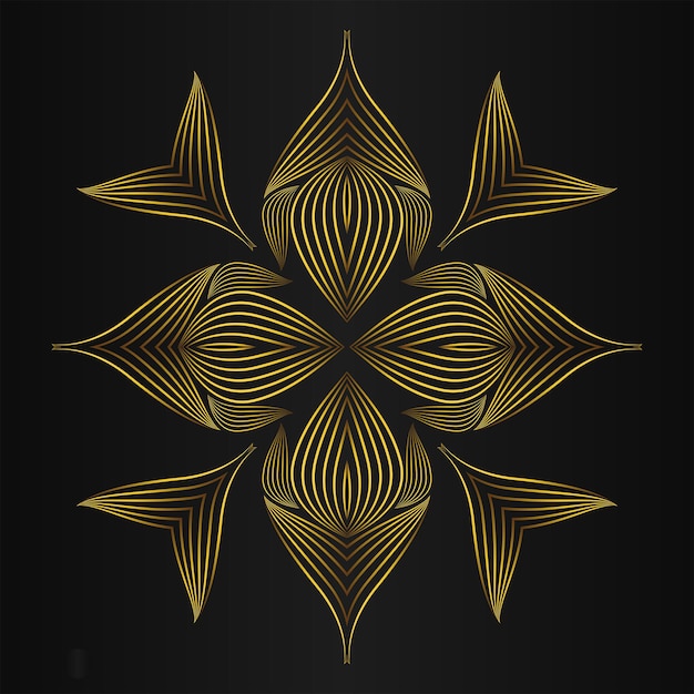 Luxury gold floral ornament on black background