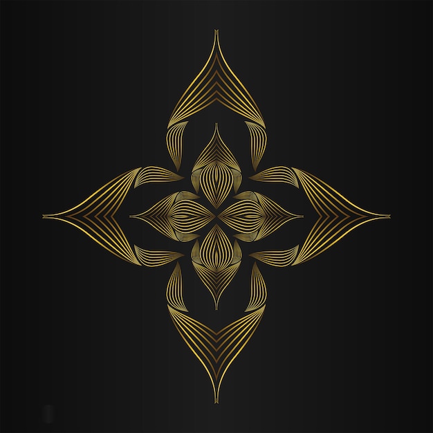 Luxury gold floral ornament on black background