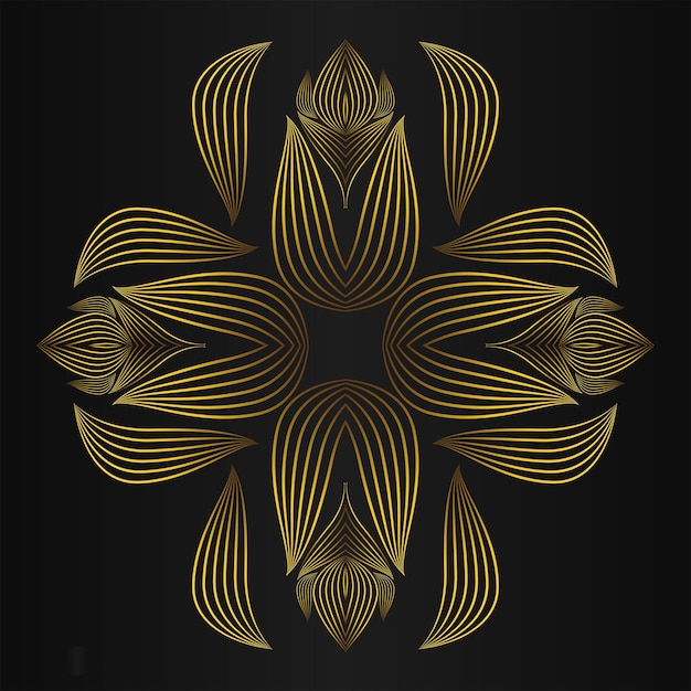 Luxury gold floral ornament on black background