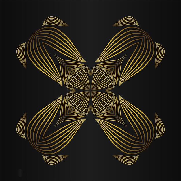 Luxury gold floral ornament on black background