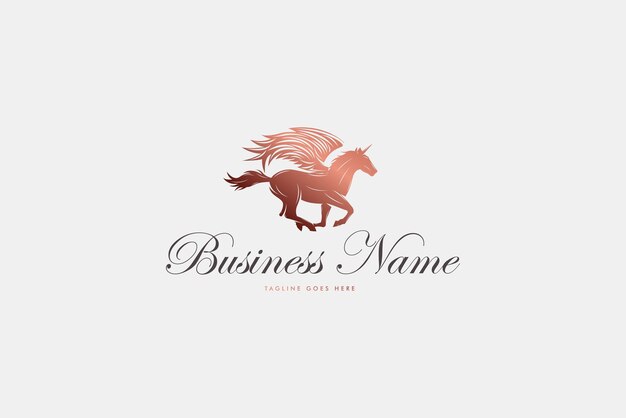 Luxury gold flying unicorn logo