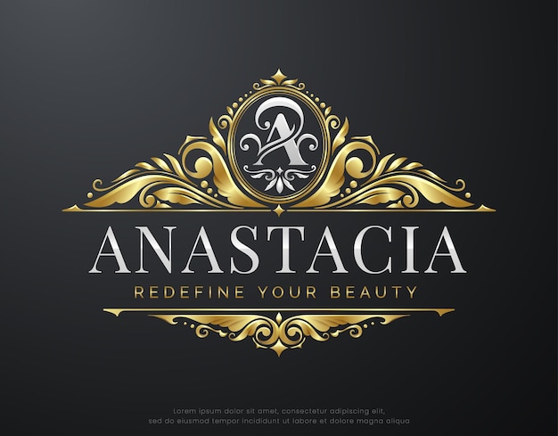 Luxury gold Heraldry Logo with monogram letter a design