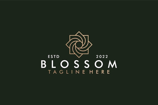 Luxury gold hotel flower logo vector