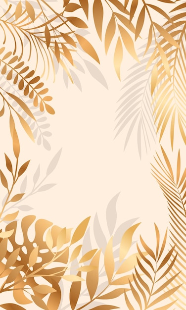 Vector luxury gold leaves botanical wallpaper