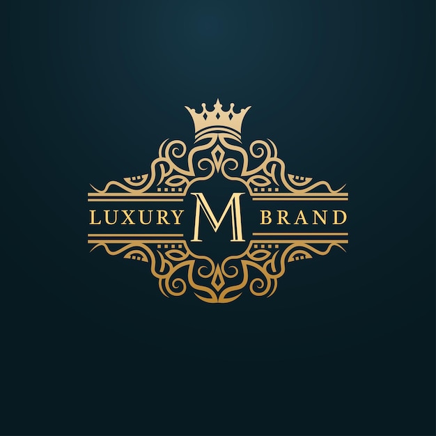 Luxury Gold M Letter Logo. Luxury Logo Initial Letter M Design