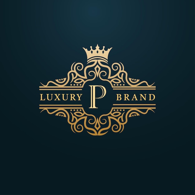 Luxury Gold P Letter Logo. Luxury Logo Initial Letter P Design