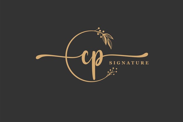 Luxury gold signature initial C O logo design isolated leaf and flower