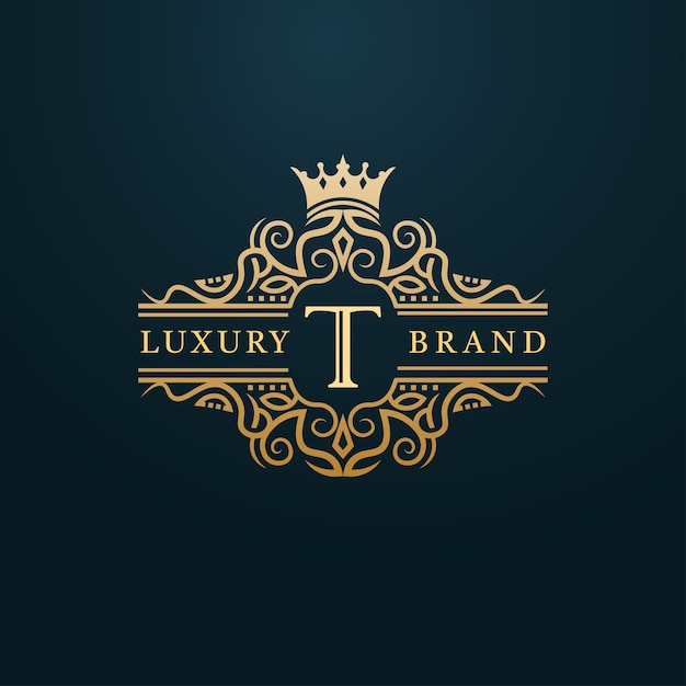 Luxury Gold T Letter Logo. Luxury Logo Initial Letter T Design