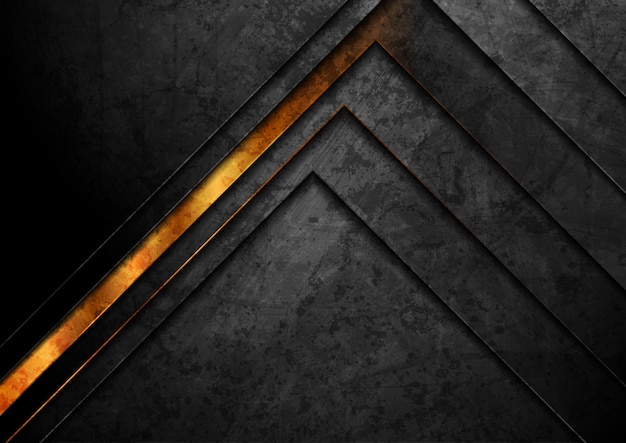 Luxury golden and black grunge geometric abstract background. Vector retro design