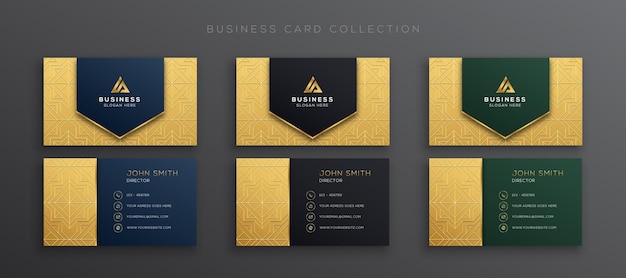 Luxury Golden Business Card Collection With Geometric Pattern