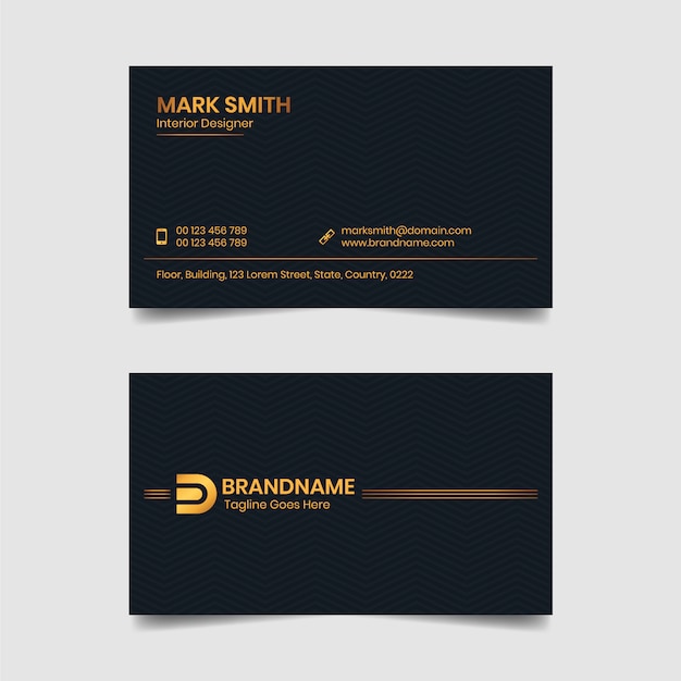 Luxury Golden Business Card Design Black and Gold Visiting Card Template