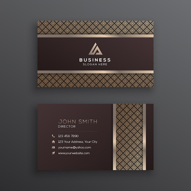 Luxury Golden Business Card Template With Geometric Pattern