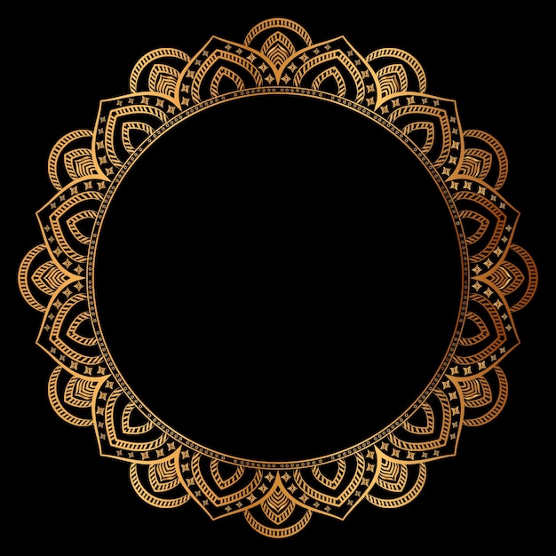 Luxury Golden Circle mandala Islamic Wedding Frame Invitation with pattern Thai Border vintage