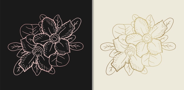 Luxury golden flower hand drawn