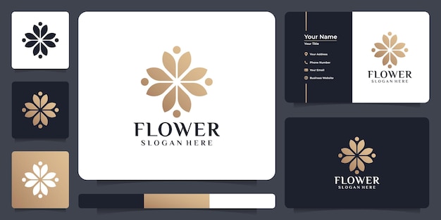 Luxury golden flower logo vector design element