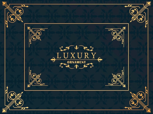 Vector luxury golden frame victorian style in black background