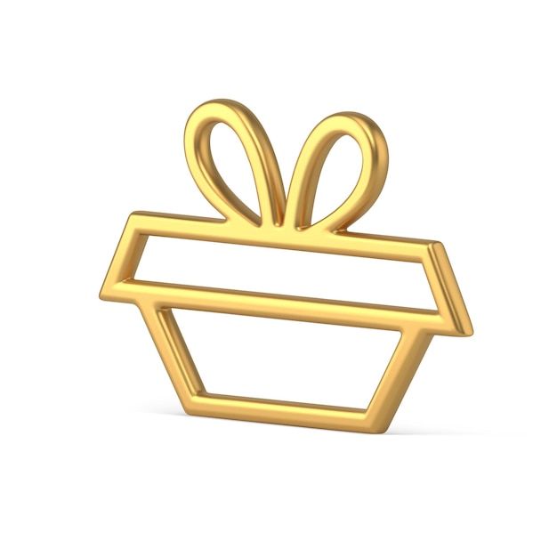 Luxury golden gift box cardboard bow holiday metallic toy Christmas tree decoration isometric 3d