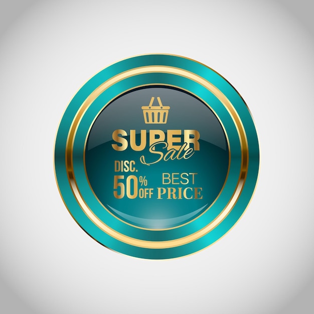 Vector luxury golden green sale badges and labels retro vintage sale circle badge design