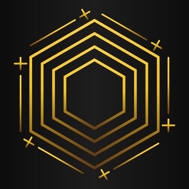 Vector luxury golden hexagon design element