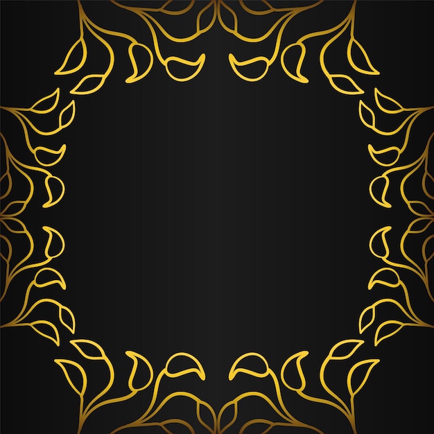 Luxury golden leaves frame ornament on black background