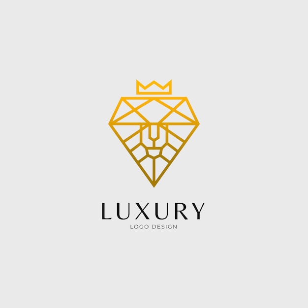 Luxury golden lion line logo design