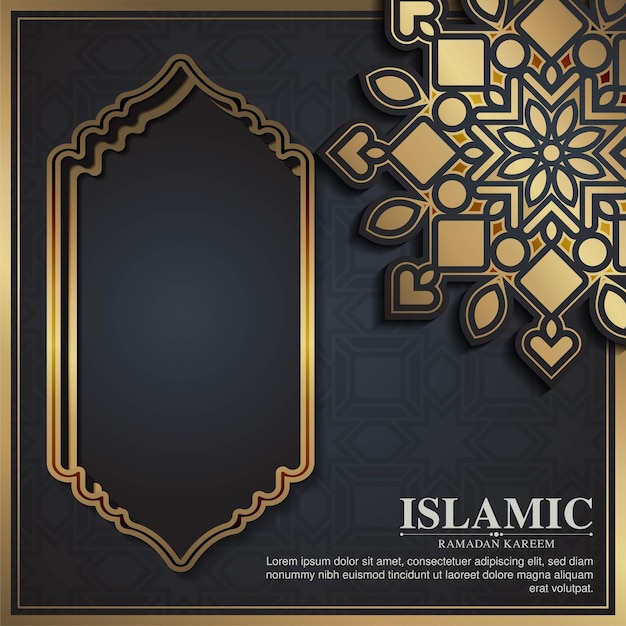 Luxury golden ramadan kareem arabic background with mandala style