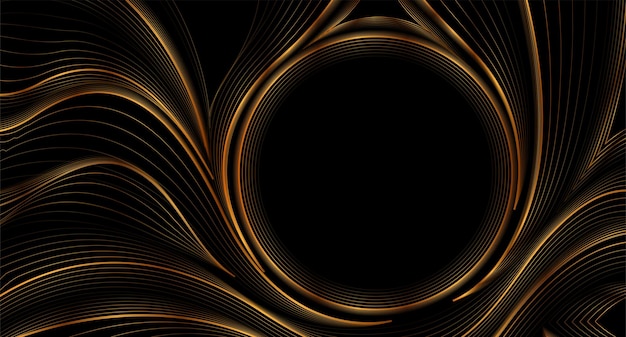 Vector luxury golden refracted curved waves pattern abstract background