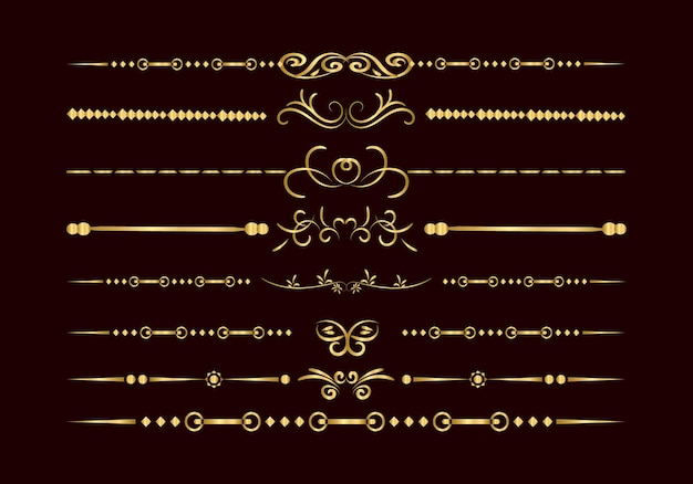 Luxury golden and retro dividers set Calligraphic design elements vector