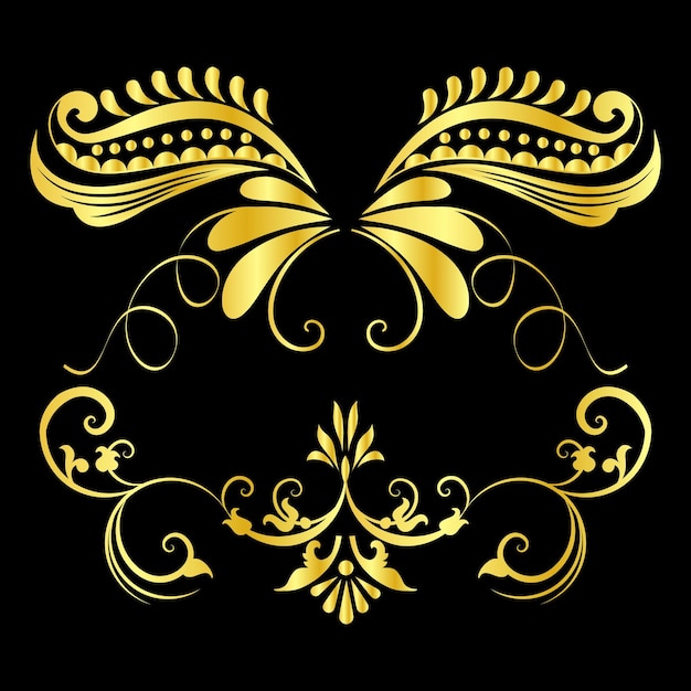 Luxury golden &amp; white Collection set of label ornament vector illustration