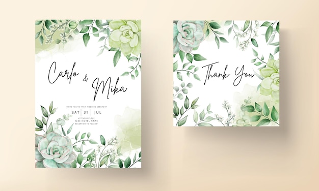 Luxury greenery wedding invitation card floral