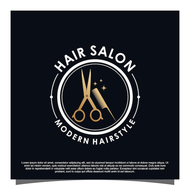 Luxury hair salon logo design Premium Vector