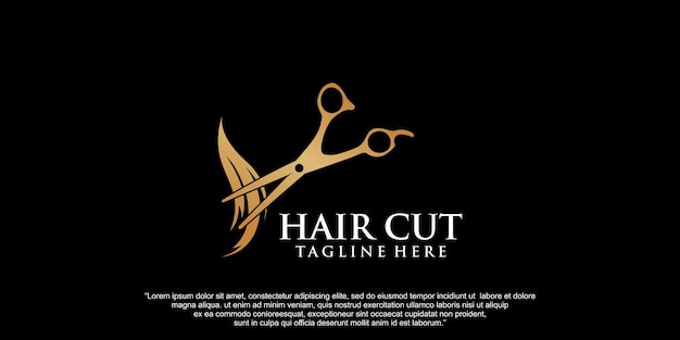 Luxury hair salon logo design premium vector