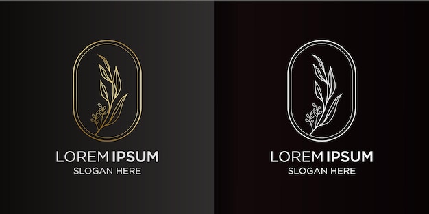 Luxury hand drawn floral decoration design logo