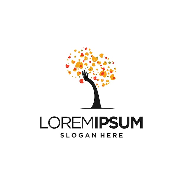 luxury hand and tree logo design