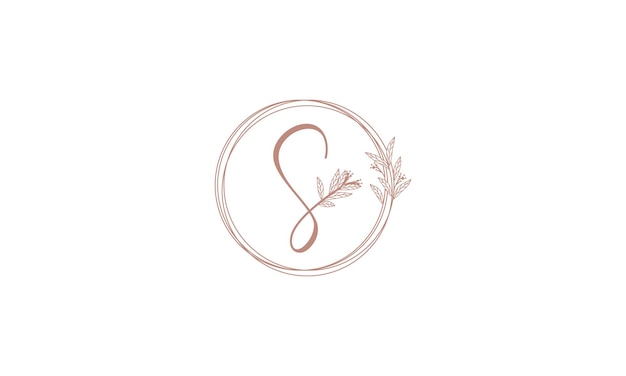 Luxury handwritten letter S with leaf flower logo design