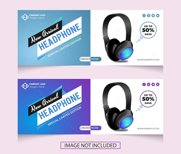 Luxury headphone brand product sale facebook cover template design