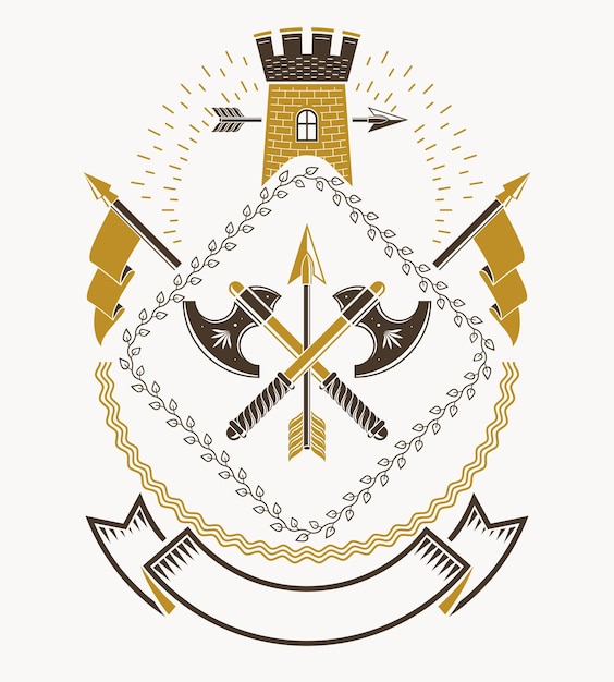 Luxury heraldic vector emblem template. Vector blazon.