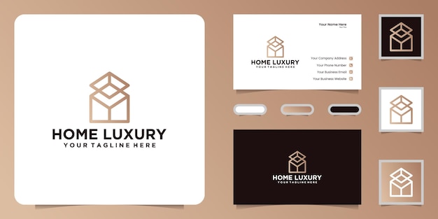 Luxury home design logo with line art style and business card inspiration