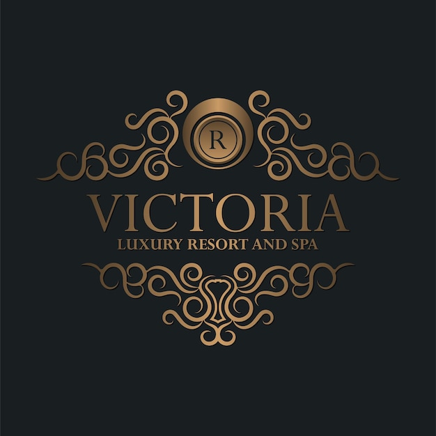 Luxury hotel label template Trendy vintage royal ornament frames illustration