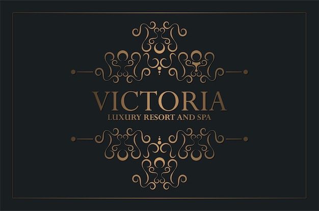 Vector luxury hotel label template trendy vintage royal ornament frames illustration