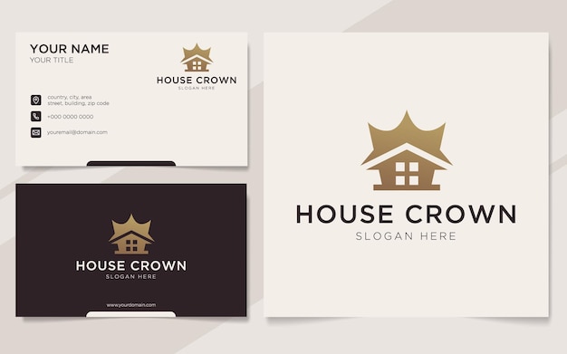 Luxury house crown logo and business card template