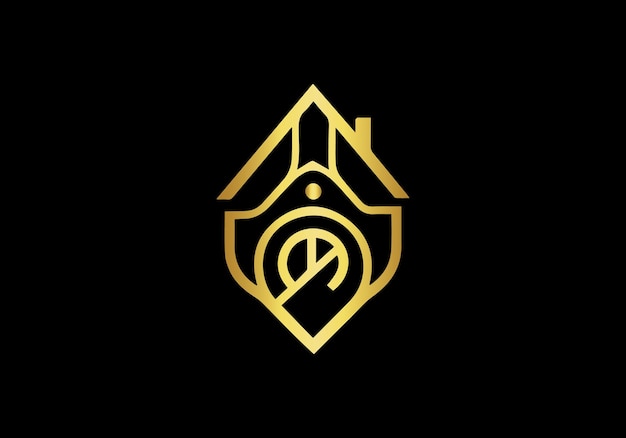 Luxury House Logo Template With Gold Colour