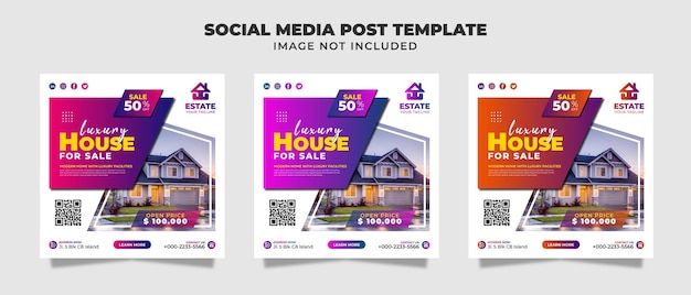 Luxury House For Sale Social Media Instagram Post, Flyer And Banner Template