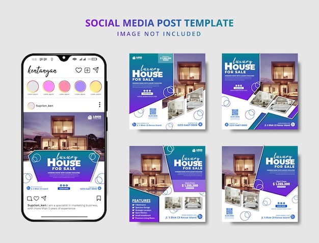 Luxury House for sale social media post banner template