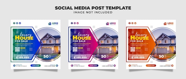 Luxury House For Sale Social Media Post, Flyer And Banner Template