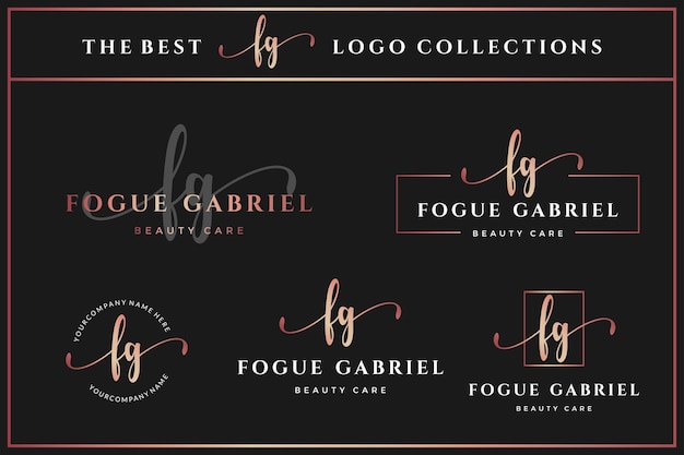 Luxury Initial letter FG F monogram logo for beauty fashion boutique design template collection