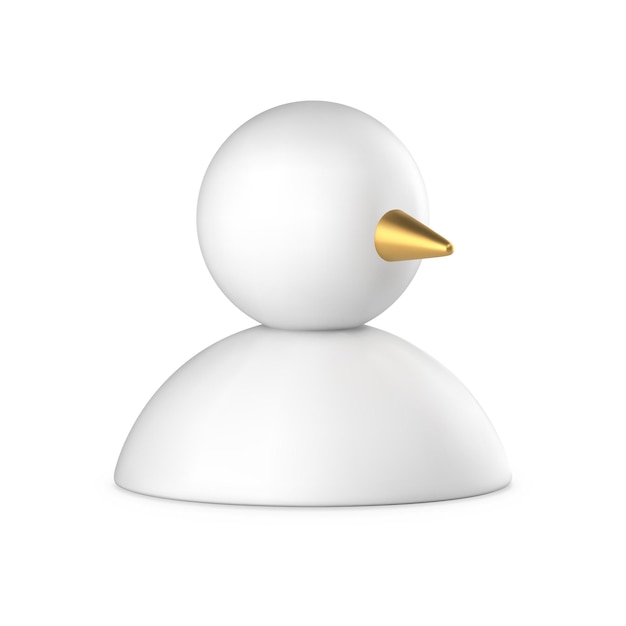 Luxury isometric snowman bust shape white snowy character with golden carrot 3d template vector