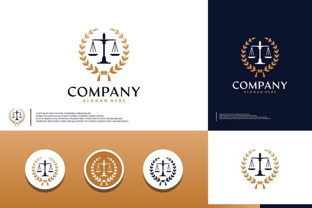 luxury justice logo scale symbol vector design illustration