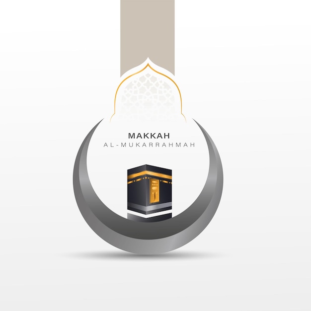 Luxury Kaaba and crescent vector design concept for islamic celebration day