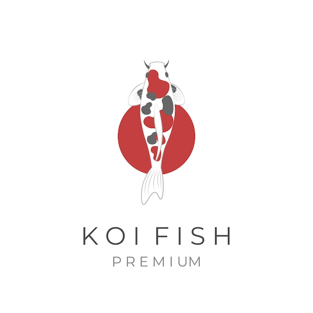 Luxury Koi Fish Vector Illustration Logo with Black and Red Pattern